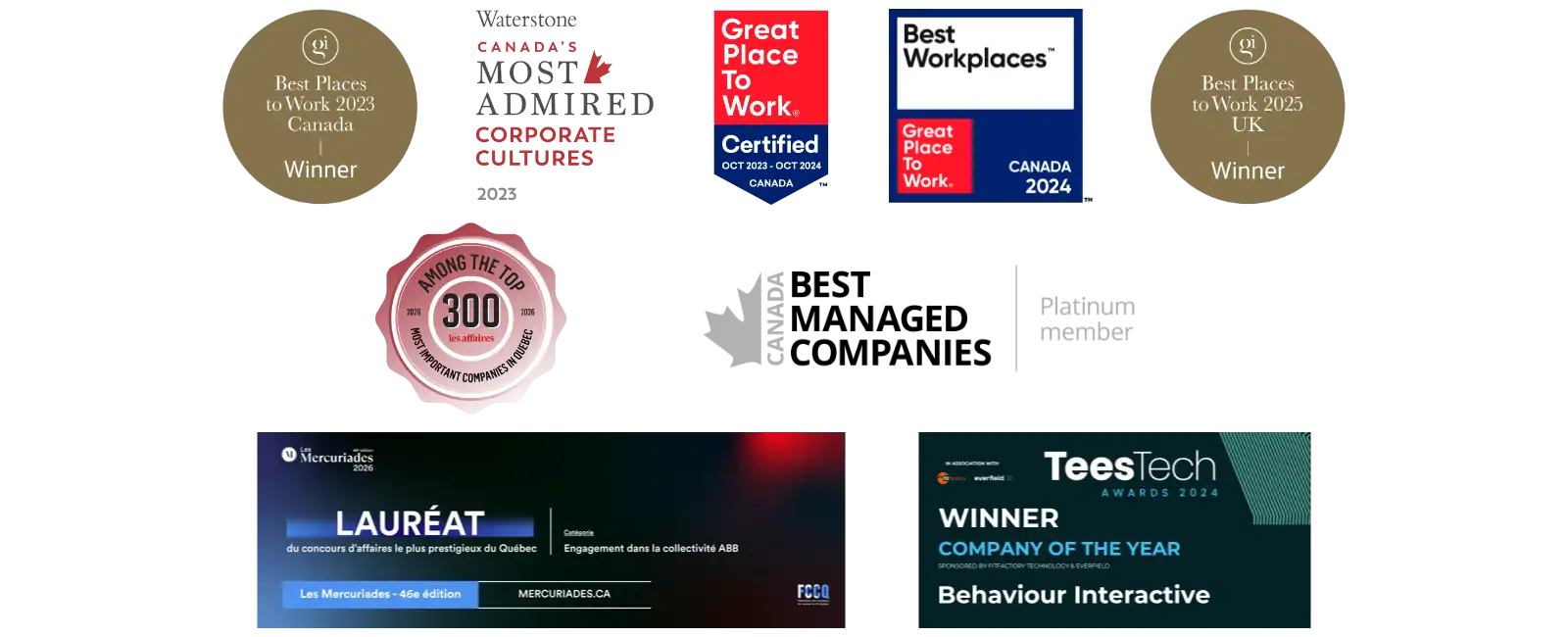 Behaviour Interactive's Accolades - Badges in English