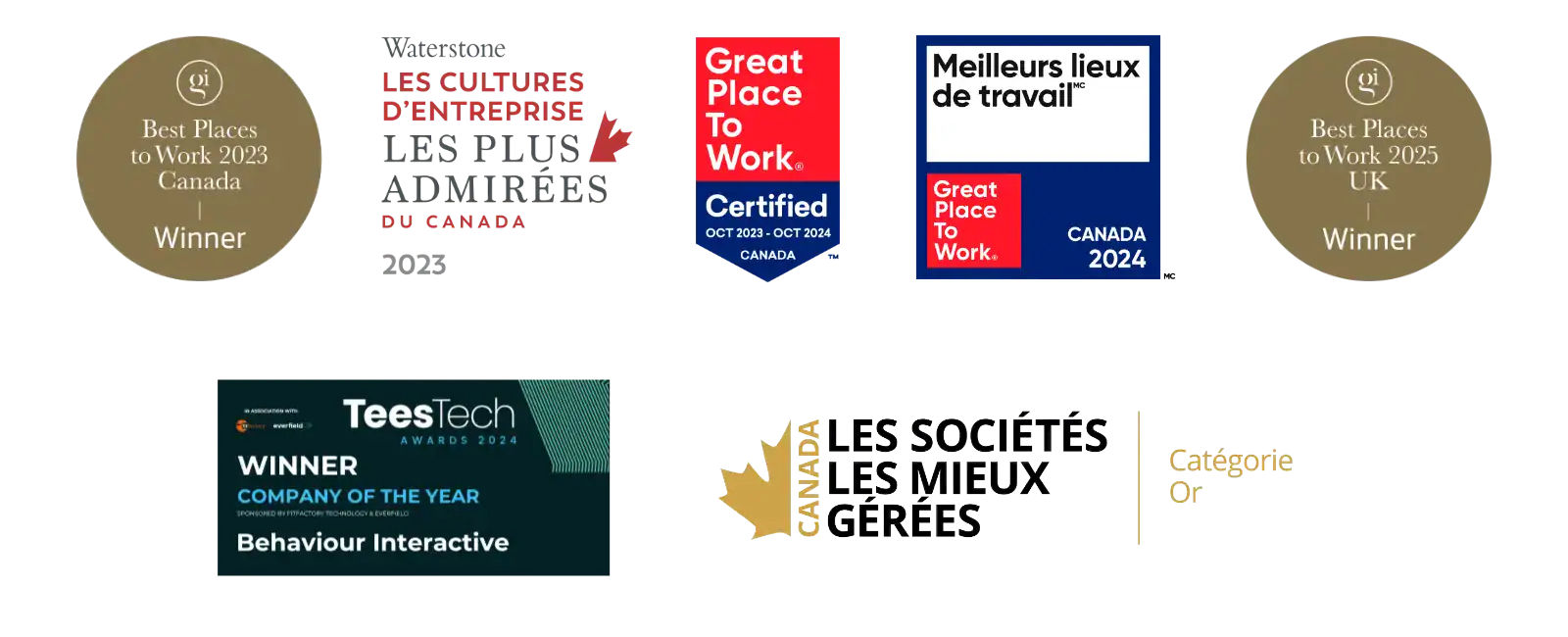 Behaviour Interactive Corporate Accolades